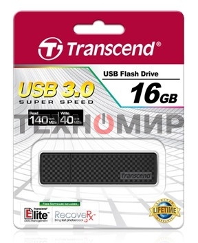 Флешка USB Transcend JetFlash 780 (TS16GJF780), 16 Gb, USB 3.0, R/W 140/40, черный/серебристый