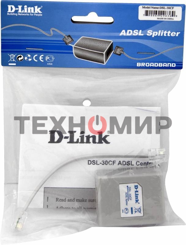 Сплиттер xDSL D-Link DSL-30CF/RS RJ-11 ADSL Annex A