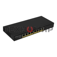 Коммутатор гибридный Smart L2 PoE+ Zyxel NebulaFlex GS1915-8EP, 8xGE PoE+, бесшумный (без вентилятора), бюджет PoE 60 Вт, автономное/облачное управление