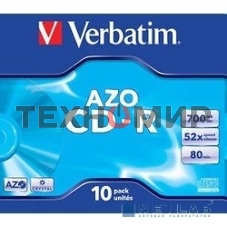 Диск CD-R Verbatim 700Mb 52x Jewel case (10шт) (43327)