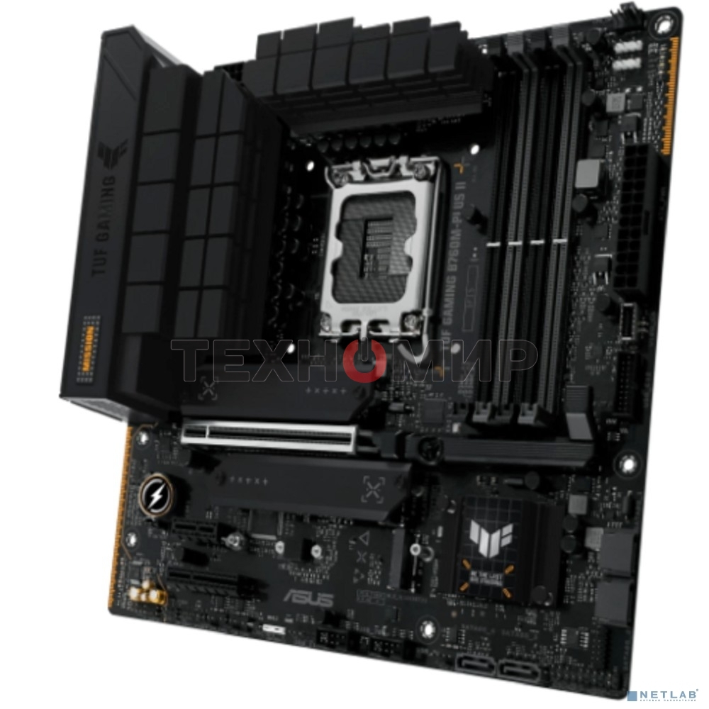 Материнская плата ASUS TUF GAMING B760M-PLUS II, LGA 1700, Intel B760, 4xDDR5, 4xSATA, 3xM.2, 1xPCIe 5.0 x16, 1xPCIe x4, 1xPCIe x1, 1xUSB-A 3.2 Gen 2, 2xUSB-A 3.2 Gen 1, 4xUSB 2.0, 1xUSB-C 3.2 Gen 2x2, 1x2.5Gb LAN, 5x3.5 мм, 7.1, mATX