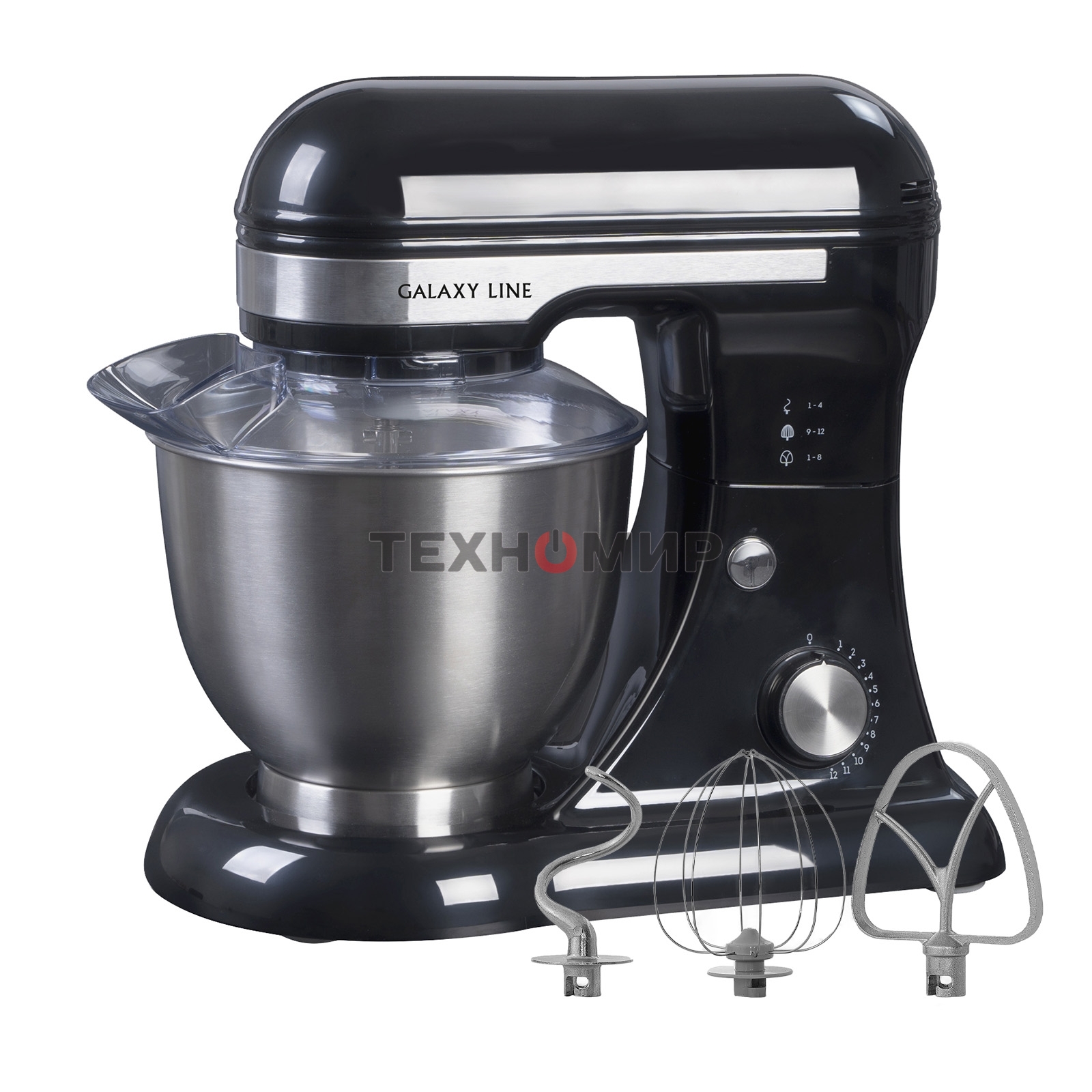 Миксер Galaxy Line GL 2230, черный, планетарный, 700 Вт, 12 скоростей