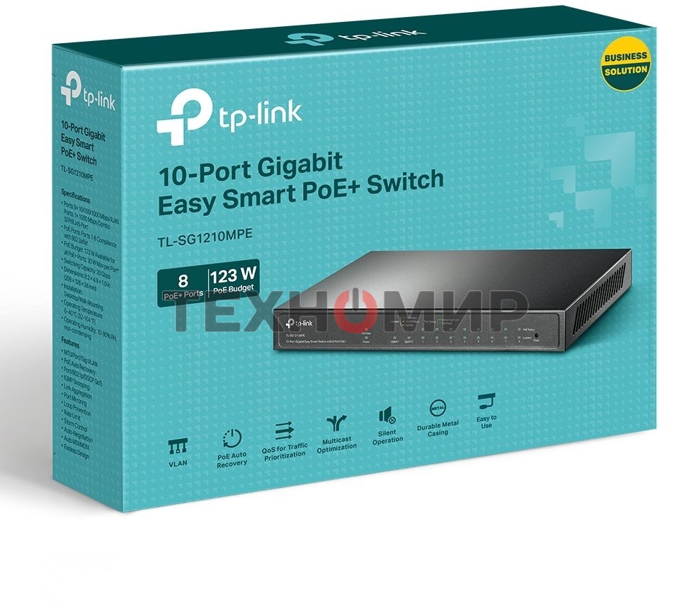 Коммутатор TP-Link TL-SG1210MPE Easy Smart 10-портовый гигабитный с 8 портами PoE+