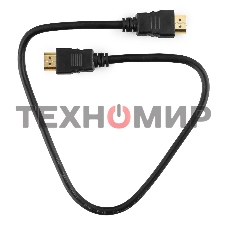 Кабель Cablexpert HDMI CC-HDMI4-0.5M, 19M/19M, v2.0, медь, позол.разъемы, экран, 0.5м, черный, пак