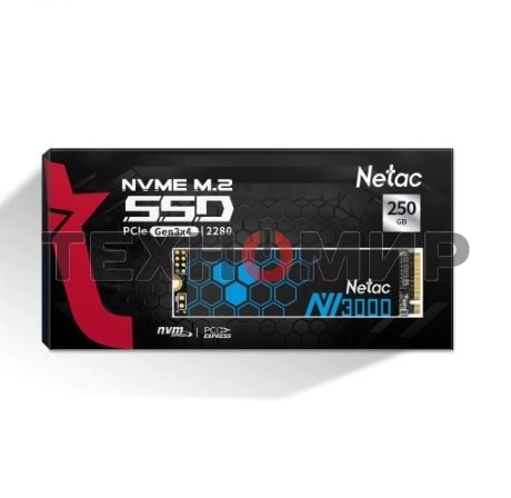 Накопитель SSD Netac NV3000, 250Gb, PCIe 3.0 x4, M.2 2280, NVMe, R/W 3000/1400