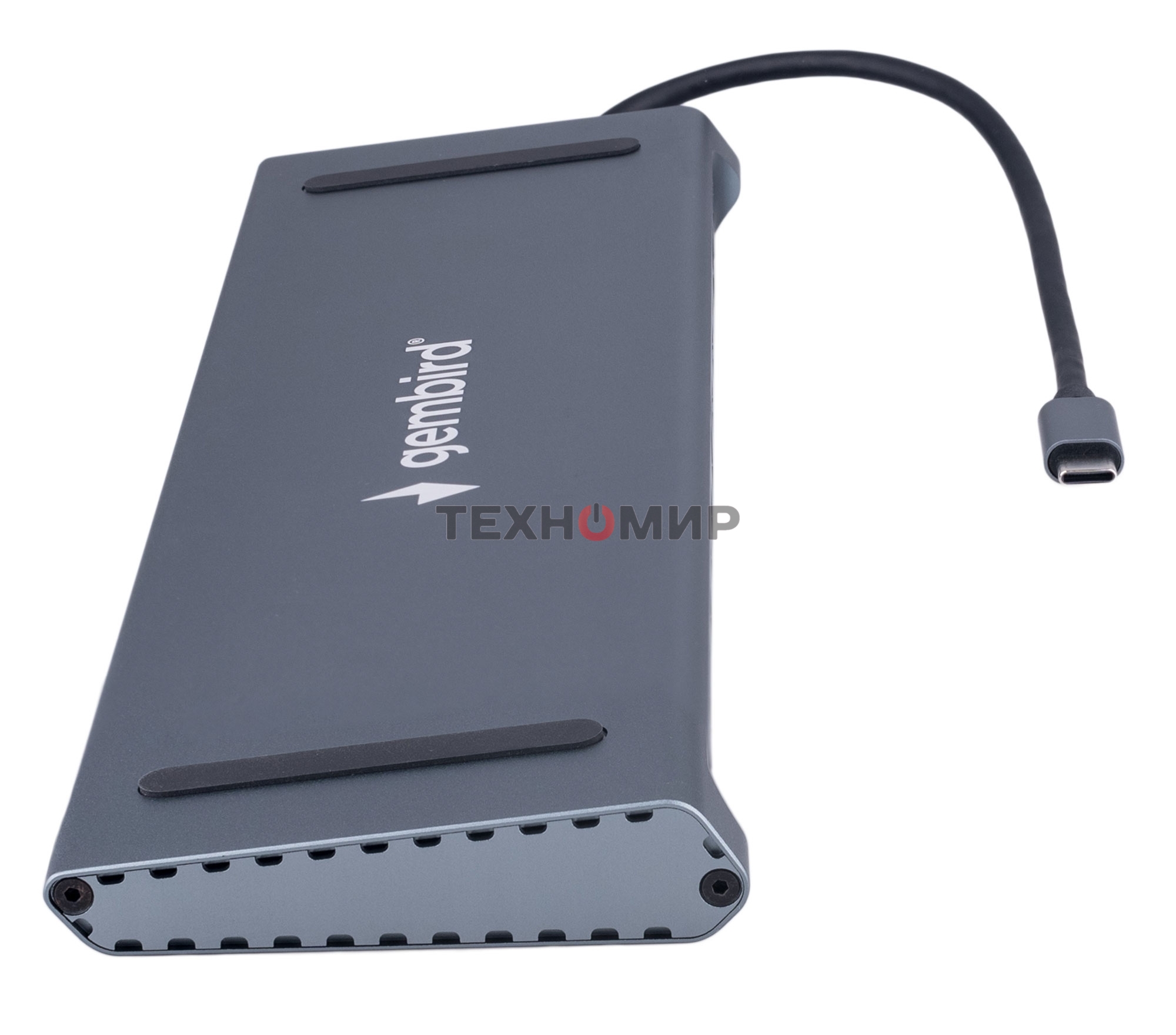 Концентратор USB Type-C Gembird UHB-D6, 12в1: 2xUSB3.1, USB2.0, RJ45, Type-C PD87W, Jack 3.5, SD/TF, 2xHDMI, VGA, Type-C, кабель 23см, алюминий