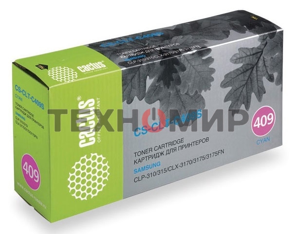 Картридж лазерный Cactus CS-CLT-C409S голубой (1000 стр.) для принтеров Samsung CLP-310/315/CLX-3170/3175/3175FN