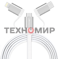 Кабель Crown USB - microUSB/USB Type-C/Lightning CMCU-3182 белый