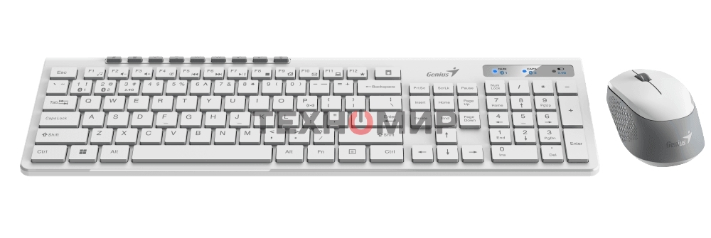 Комплект клавиатура+мышь Genius SlimStar 8230 беспроводной, USB + Bluetooth, 1000 DPI, белый