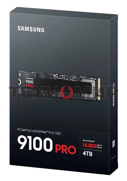 Накопитель SSD 4Tb Samsung 9100 PRO, M.2, PCI-E 5.0 x4, TLC 3D NAND R/W - 14800/13400 Mb/s