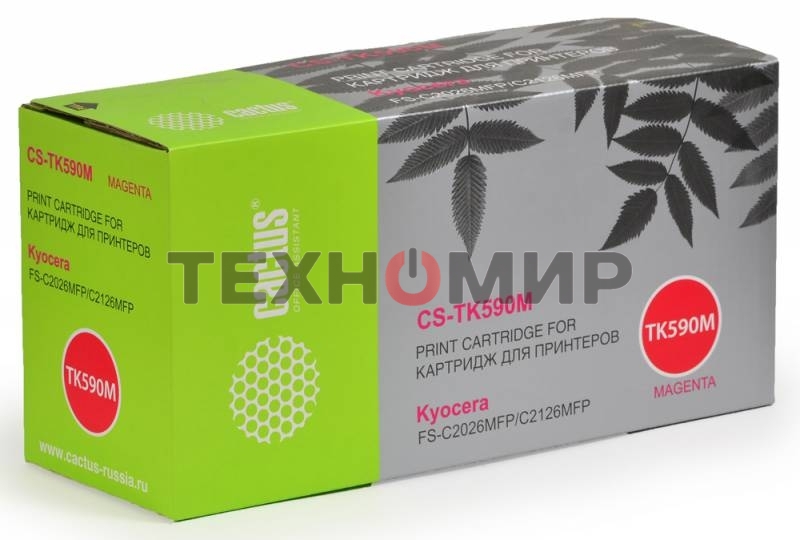 Картридж лазерный Cactus CS-TK590M пурпурный (5000 стр.) для Kyocera FS-C2026MFP/C2126MFP/C2526MFP/C2626MFP/C5250DN