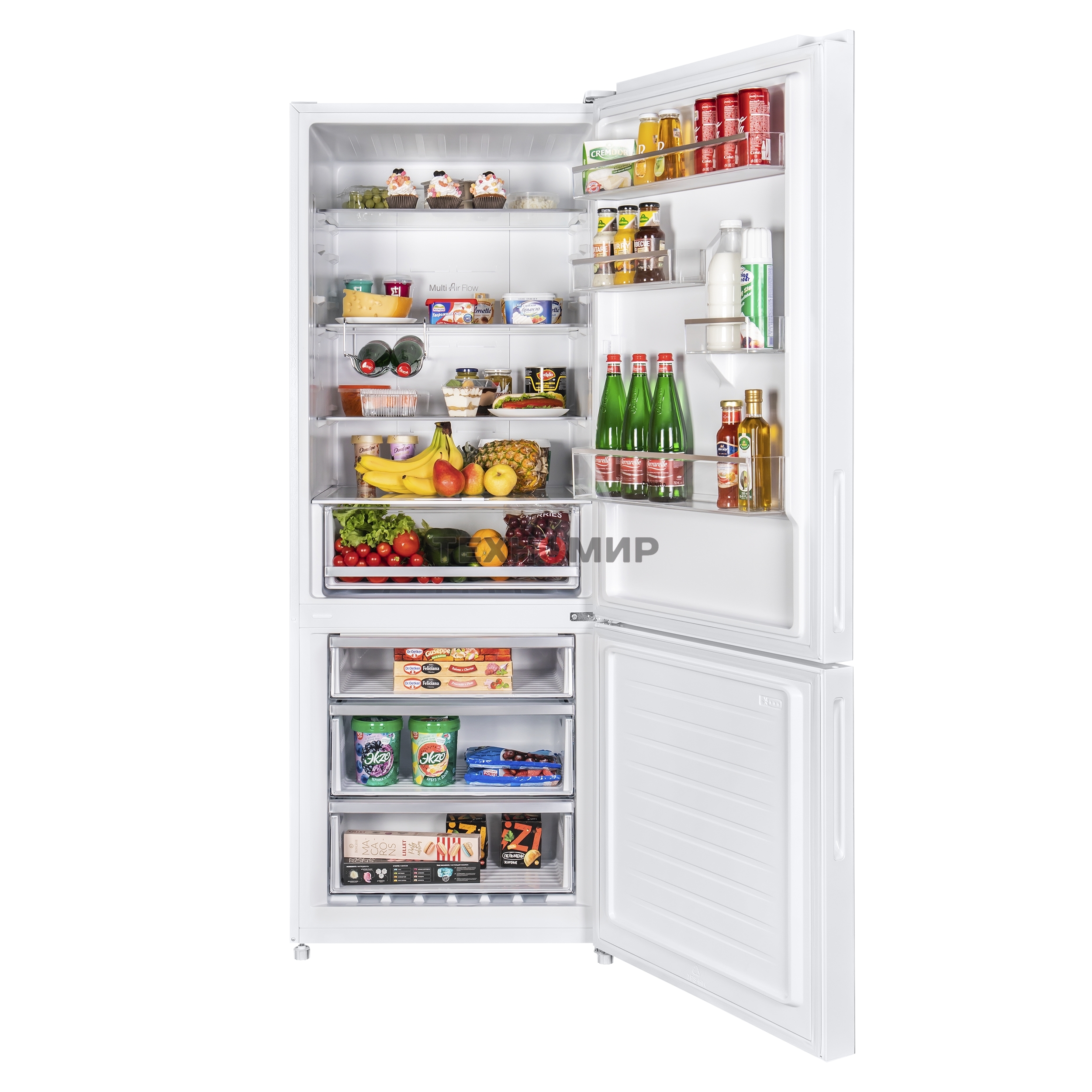 Холодильник Maunfeld MFF1857NFW белый мат. инвертер двухкамерный 336/117л морозилка снизу