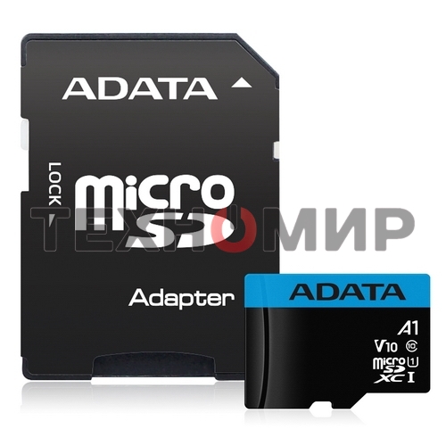 Флеш карта microSD 64Gb ADATA microSDHC Class 10 UHS-I A1 100/25 MB/s (SD адаптер)