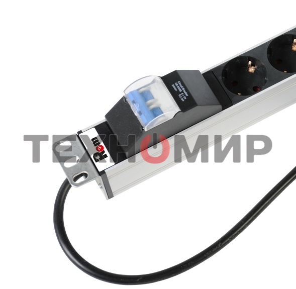 Блок розеток Rem-16 с авт. 16А, 7 Shuko, алюм., 19