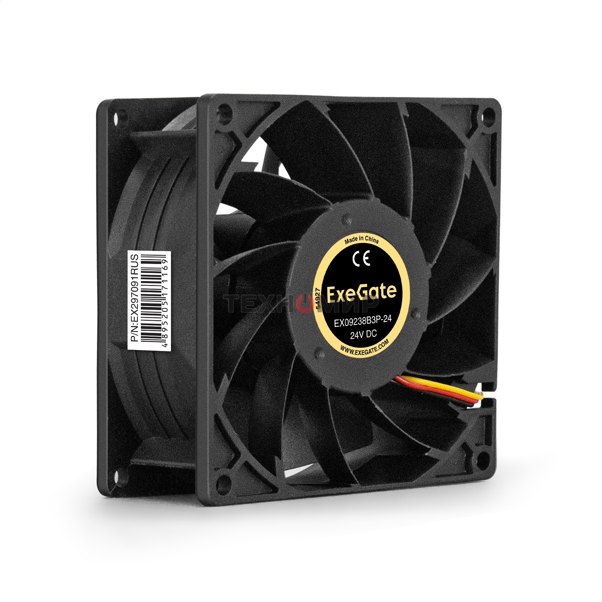 Вентилятор для корпуса ExeGate EX09238B3P-24 черный, 92 мм, 5000 об/мин, 56.3 дБ, 3 pin