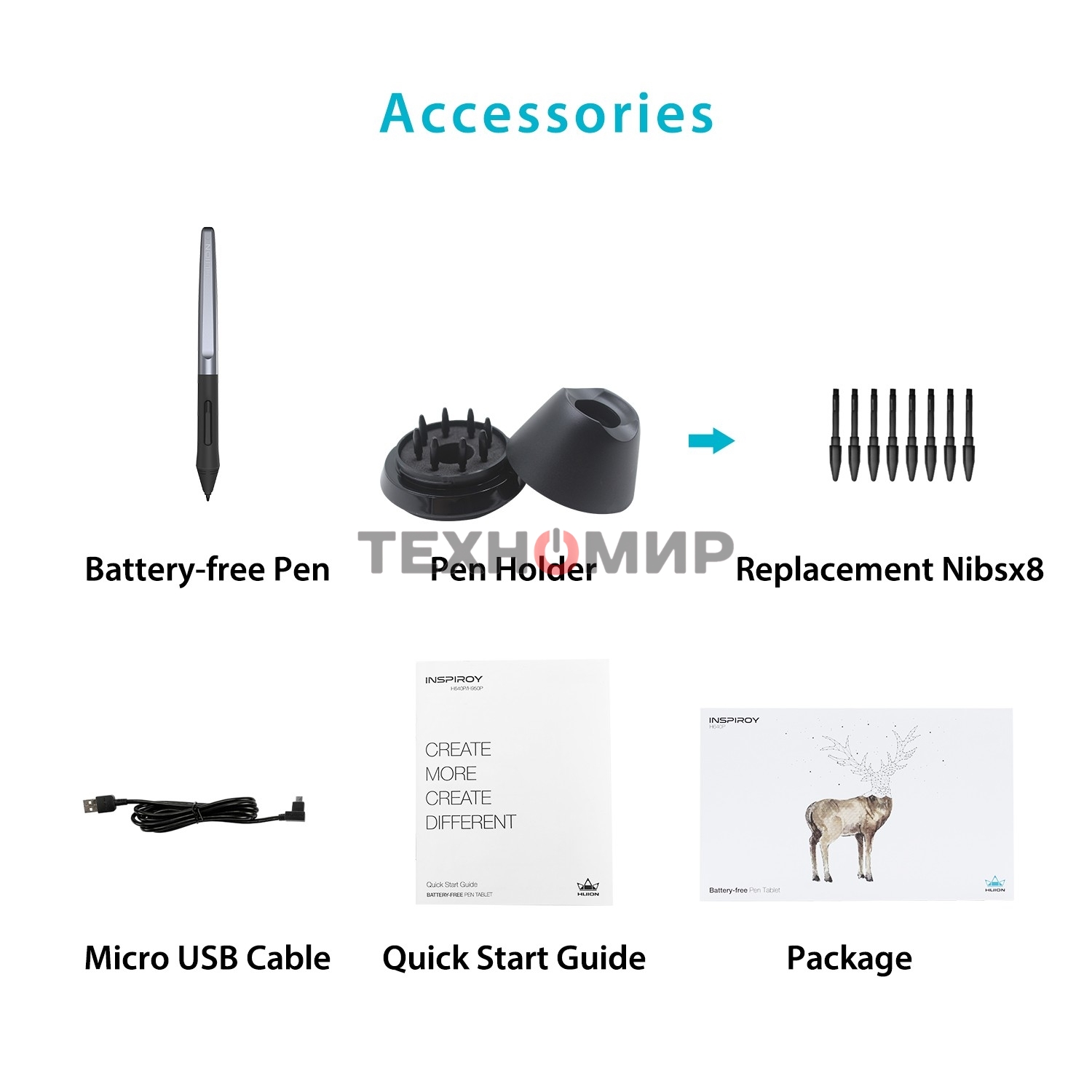 Графический планшет Huion Inspiroy H640P, 8192 уровней, Micro-USB