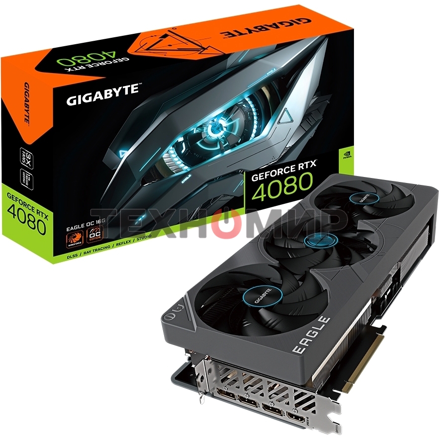 Видеокарта Gigabyte GV-N4080EAGLE OC-16GD GDDR6X 2520/22400 HDMIx1 DPx3 HDCP