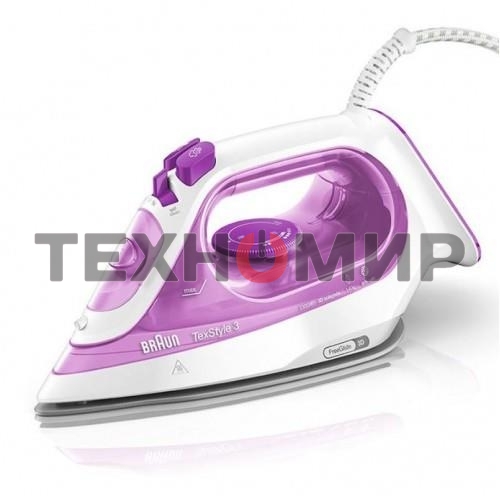 Утюг Braun SI 3030 PU белый/фиолетовый, 2300 Вт, 45 г/мин, 140 г/мин, 270 мл