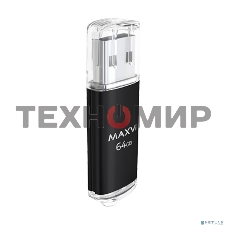 Флешка USB R/W Maxvi MP 64Gb USB 2.0 black, монолит с колпачком, металл + ABS пластик