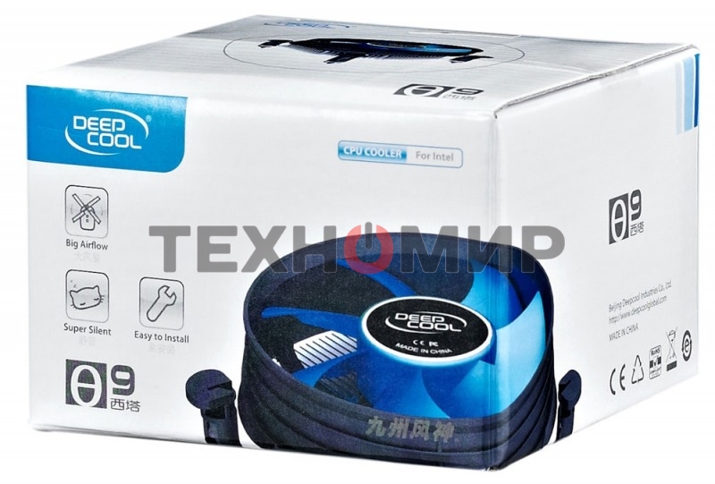 Кулер для процессора DEEPCOOL THETA 9 черный/синий, 92 мм, 2000 об/мин, 27.6 дБ, 3 pin, 65 Вт