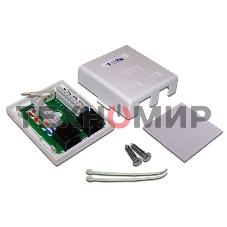 Настенная розетка, 2 порта RJ-45 категории 6, UTP, белая