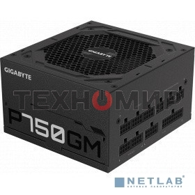 Блок питания Gigabyte P750GM (GP-P750GM), 750Вт, 80 PLUS Gold, 120мм, модульный, черный