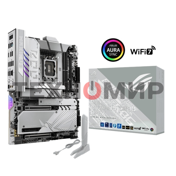 Материнская плата ASUS ROG MAXIMUS Z890 APEX, LGA 1851, Intel Z890, 2xDDR5, 4xSATA, 4xM.2, 1xPCIe 5.0 x16, 1xPCIe 5.0 x8, 2xUSB-C Thunderbolt 4, 1xUSB-C 20Gbps, 4xUSB-A 10Gbps, 4xUSB-A 5Gbps, 1x 5Gb LAN, 2x3.5 мм, 7.1, ATX