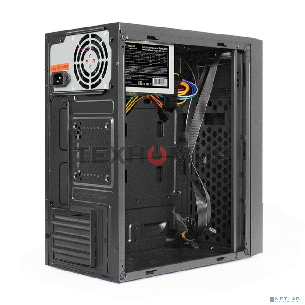 Компьютерный корпус Minitower ExeGate BAA-113-AAA350 (mATX, БП AAA350 с вент. 8см, 2*USB, аудио, черный)