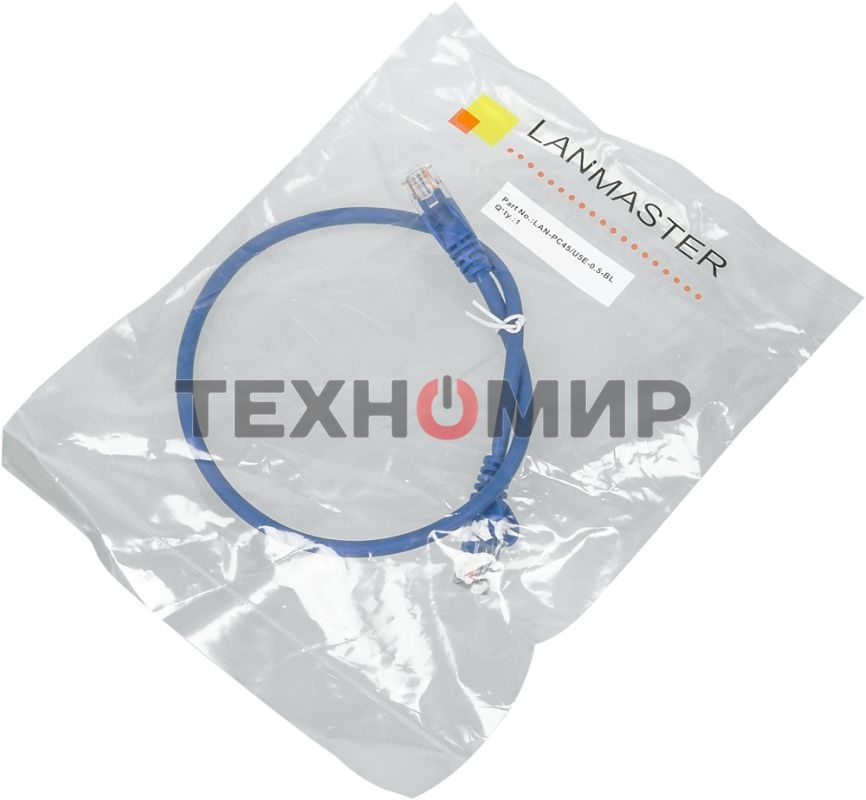 Патч-корд LANMASTER utp LAN-PC45/U5E-0.5-BL вилка RJ-45-вилка RJ-45 cat.5е 0.5м синий LSZH (уп.:1шт)