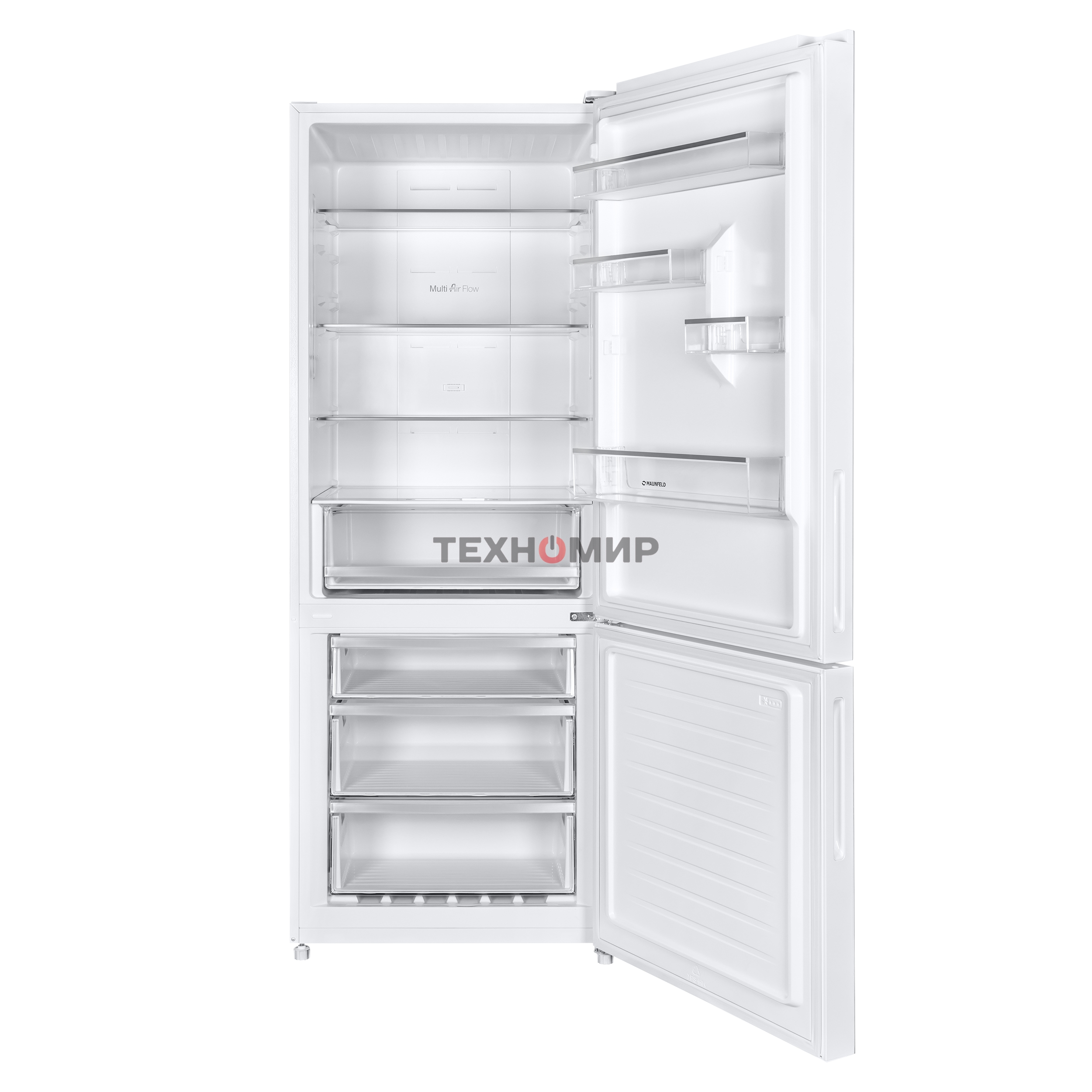 Холодильник Maunfeld MFF1857NFW белый мат. инвертер двухкамерный 336/117л морозилка снизу