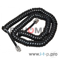 Телефонный шнур Rexant витой трубочный RJ-10(4P-4C), длина 4 м., черный