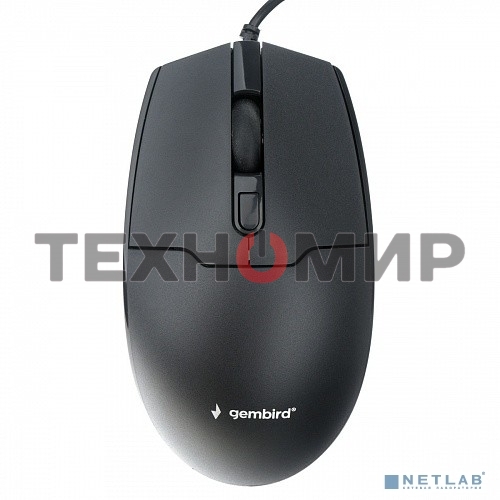 Мышь проводная Gembird MOP-430 черный, 1600 dpi, USB, кнопки - 4