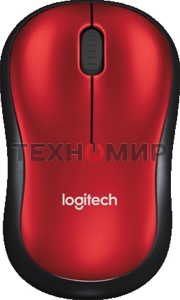 Мышь беспроводная Logitech M185, красный, 1000 dpi, радиоканал, USB, кнопки - 3