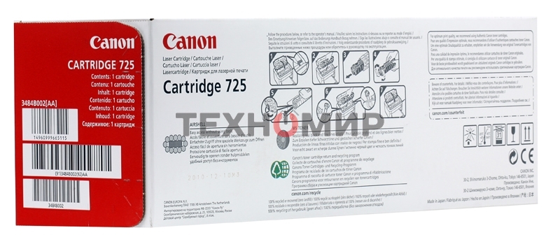 Картридж лазерный Canon Cartridge 725 (3484B002/3484B005) черный (1600 стр) для LBP6000/6000B