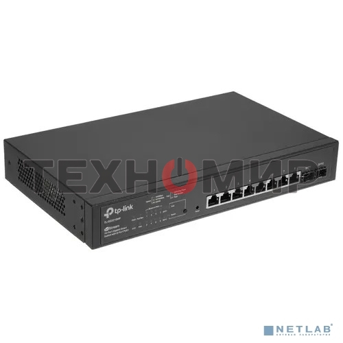Коммутатор TP-Link JetStream 10-Port Gigabit Smart Switch with 8-Port PoE+, 8× Gigabit PoE+ Ports, 2× Gigabit SFP Slots, 802.3at/af, 150 W PoE Power, 1U 13-inch Rack-mountable Steel CaseIntegration with Omada SDN Controller, 802.1Q VLAN, STP/RSTP/MSTP, IG