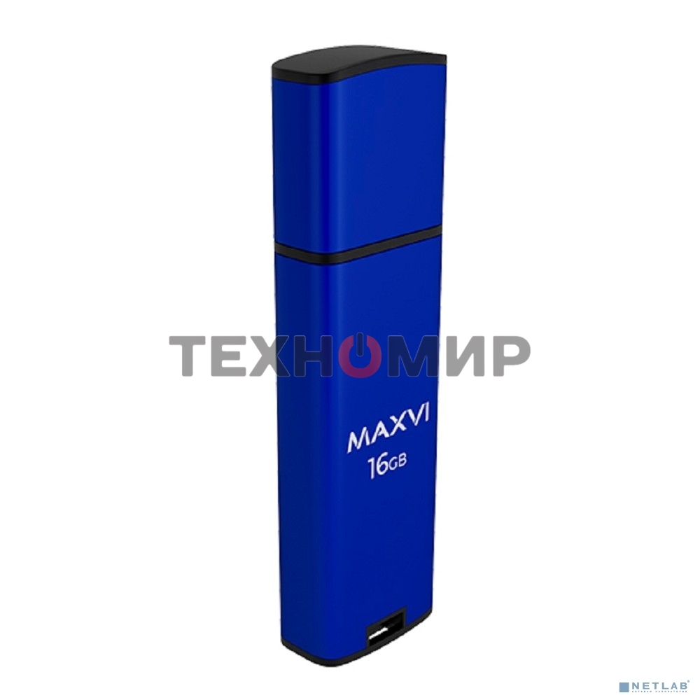 Флешка USB Maxvi MP2 blue (FD16GbUSB20C10MP2), 16Gb, USB 2.0, R/W 15/5, синий/черный