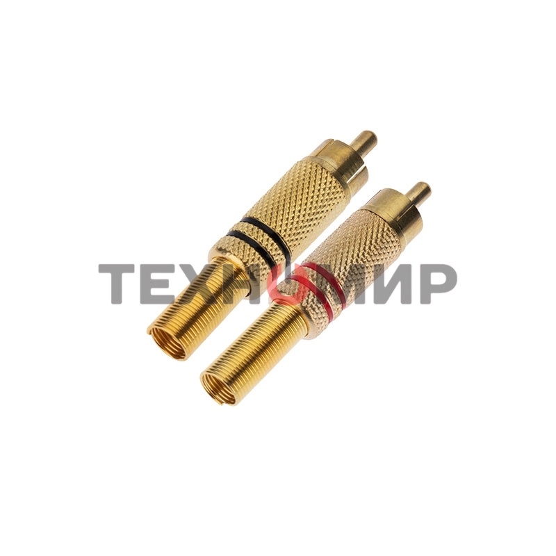 Разъем штекер PROconnect RCA металл пайка ZN черный/красный GOLD