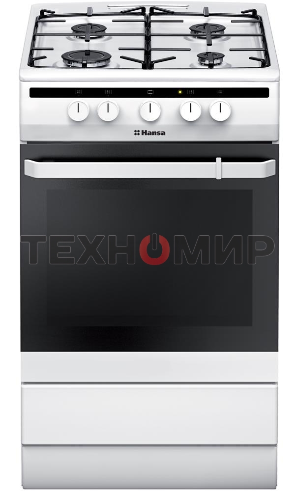 Плита газовая Hansa FCGW51001 белый, конфорок 4 шт, духовка 56 л, 50 см x 85 см x 60 см
