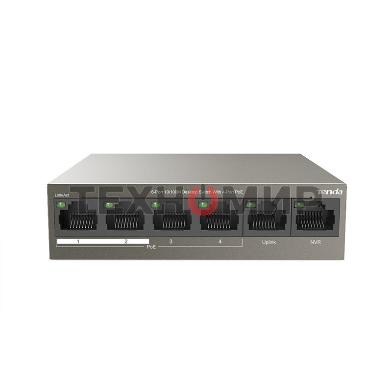 Коммутатор Tenda TEF1106P-4-63W 6PORT 100M 4POE