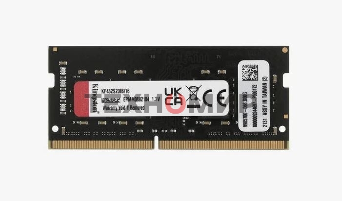 Оперативная память Kingston Fury Impact, DDR4, 16GB (1x16GB), 3200MHz, CL20, SO-DIMM
