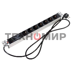 Блок розеток Rem-16 с фил. и инд., 7 Shuko, 16A, алюм., 19