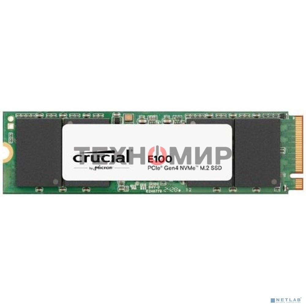 Накопитель SSD Crucial E100, 480Gb, M.2 2280, PCIe 4.0 x4, NVMe, R/W 4700/2500