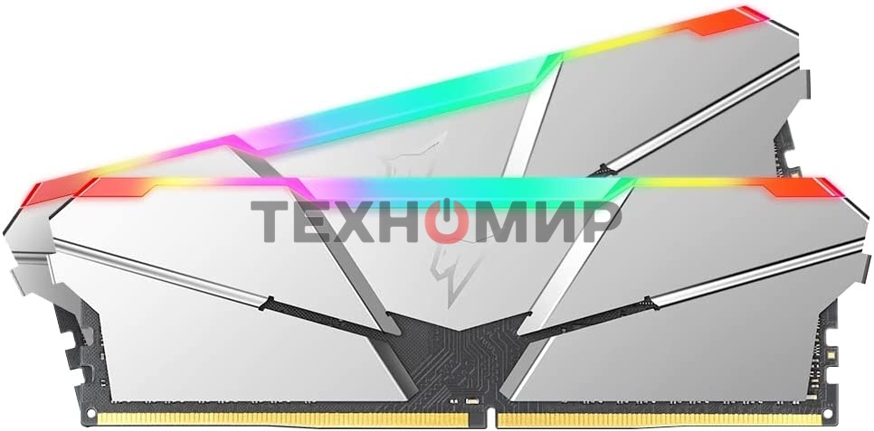 Оперативная память NETAC Shadow, DDR4, 16Gb (2x8Gb), 3200MHz, CL14, DIMM, с радиаторами, RGb, серебристый