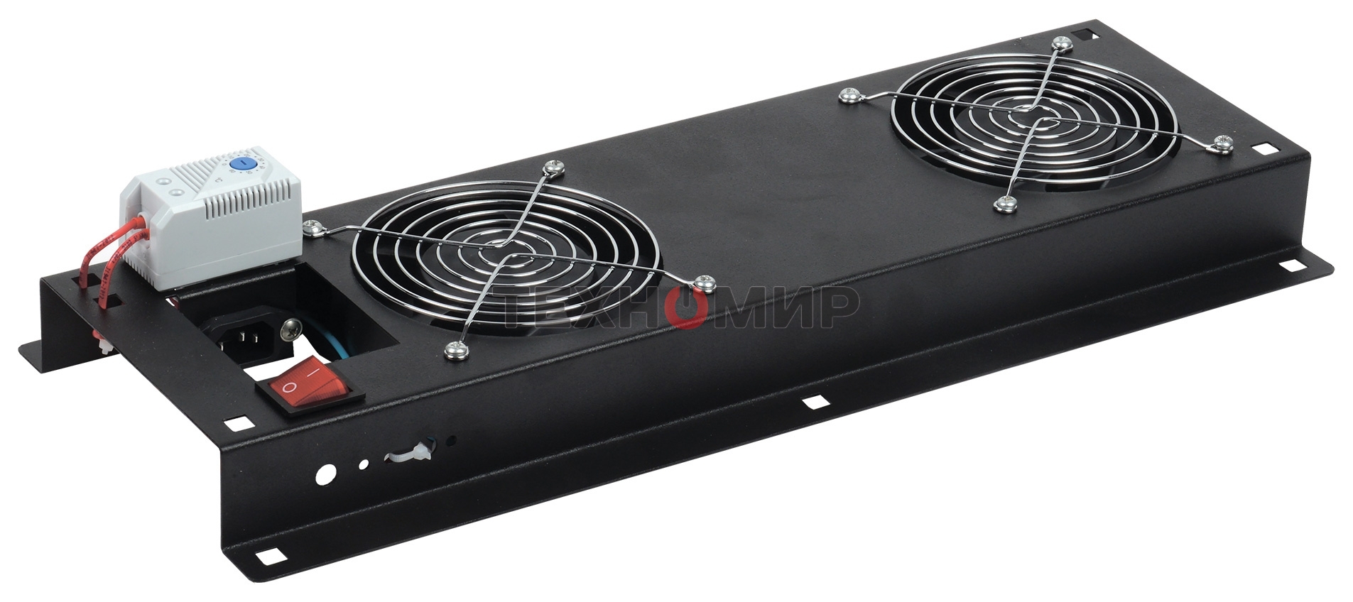 Вентиляторная панель с выключателем и термостатом 2 модуля черная FM05-22M ITK