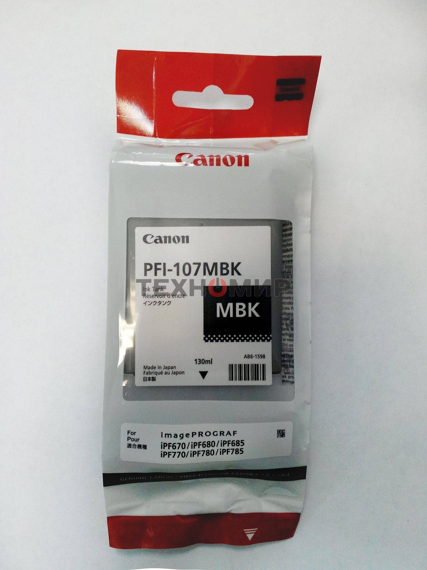 Картридж струйный Canon PFI-107MBK (6704B001) черный матовый (130 мл) для Canon iP F680/685/780/785