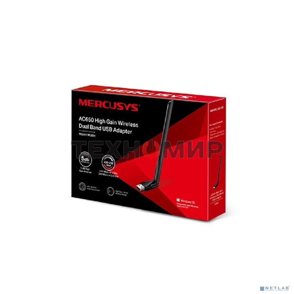 Двухдиапазонный Wi-Fi USB адаптер Mercusys MU6H AC650 высокого усиления