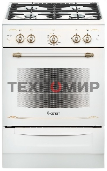 Плита газовая Gefest ПГ 6100-02 0185 белый, конфорок 4 шт, духовка 52 л, 60 см x 85 см x 60 см