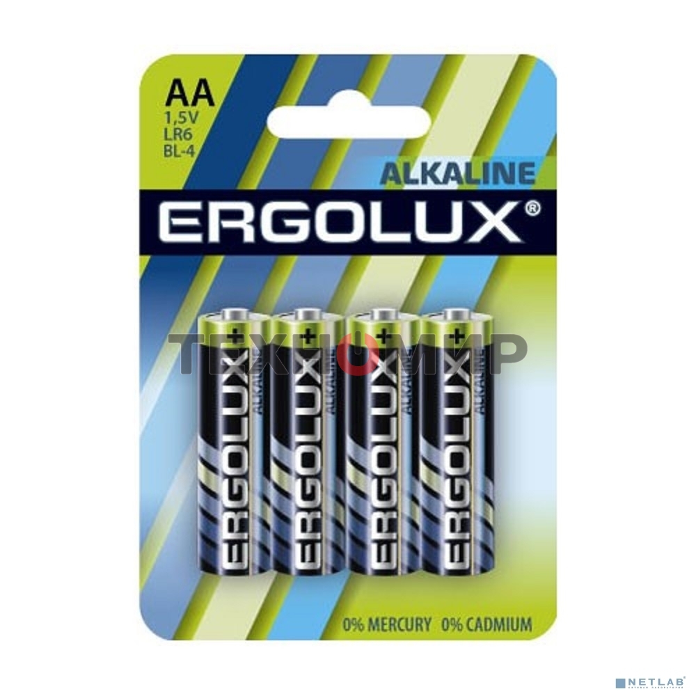 Элемент питания алкалиновый Ergolux LR6 BL-4 LR6 BL-4 1.5В Alkaline (блист.4шт)