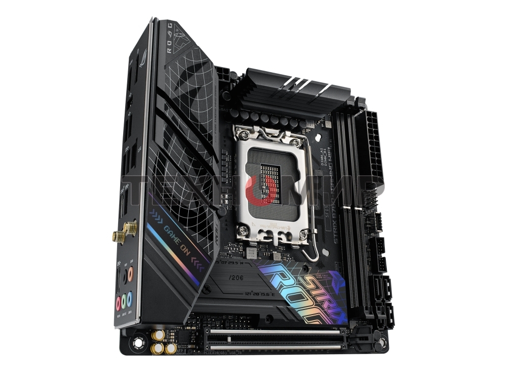 Материнская плата ASUS ROG STRIX B760-I GAMING WIFI, LGA 1700, Intel B760, 2xDDR5, 4xSATA, 2xM.2, 1xPCIe 5.0 x16, 1xHDMI, 1xDP, 1x 2.5Gb LAN, 3xUSB-A 2.0, 3xUSB-A 3.2 Gen 1, 1xUSB-C 3.2 Gen 1, 1xUSB-C 3.2 Gen 2x2, 5x3.5 мм, 7.1, Mini-ITX