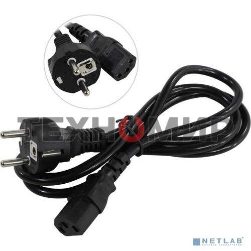 Кабель питания ExeGate Power PC-1,5P (Евровилка Schuko->С13) VDE-250V-3*0.75-CU, 10A, черный, 1.5м